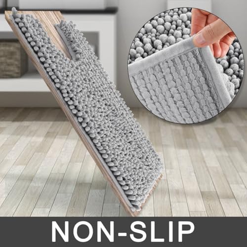 Yimobra Toilet Rug U Shaped Washable 24x20 Inch - Ultra Soft Absorbent Chenille Bath Rugs for Toilet, Quick Dry & Machine Washable, Non Slip Contour Bathroom Mat, Gray - Image 4