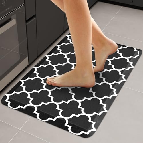 WISELIFE Anti Fatigue Mats for Kitchen Floor, 20" x 32", 4/5 Inch, Black by WiseLife
