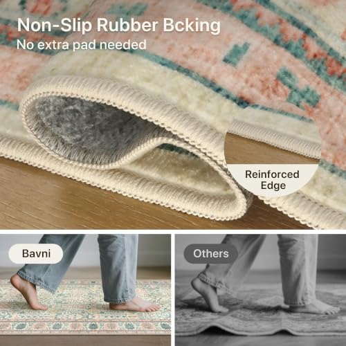 Bavni 2.5x6 Kitchen Runner Rug, Washable Non Slip, Pink - Image 6