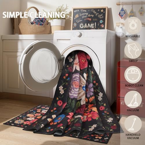 Black Washable 2x3 Entry Rug, Small Rugs for Kitchen Bathroom Door Mat - Image 6