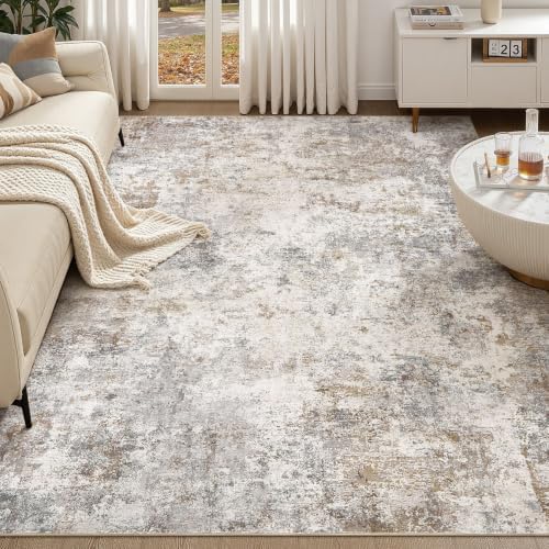 UERMEI 8x10 Area Rug Living Room Rugs Washable Neutral Brown Grey Carpet by UERMEI
