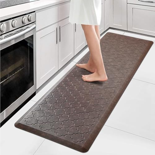 WISELIFE Kitchen Mat Cushioned Anti Fatigue Floor Mat,17.3"x60", Thick Non Slip Waterproof Kitchen Rugs and Mats, Standing Mat for Floor,Home,Office,Desk,Sink, Brown by WiseLife