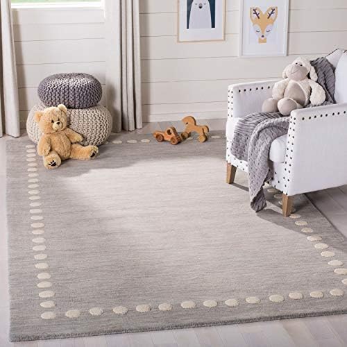SAFAVIEH Kids Collection Accent Rug - 3' x 5', Blue & Ivory, Handmade Polka Dot Border Wool, Ideal for High Traffic Areas in Entryway, Living Room, Bedroom (SFK802M) - Image 2