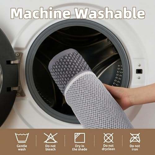 PADOOR-Bath Mat-Super Absorbent Chenille Bathroom Mats-Rubber Backed Bath Mats for Bathroom Non Slip, Easy Clean Bathroom Rugs Front of Bathtub,Shower Room,Sink-24×36, Grey&Darkgrey - Image 4