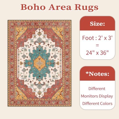 SERISSA 2x3 Washable Non Slip Boho Small Area Rug for Entryway，Orange - Image 6