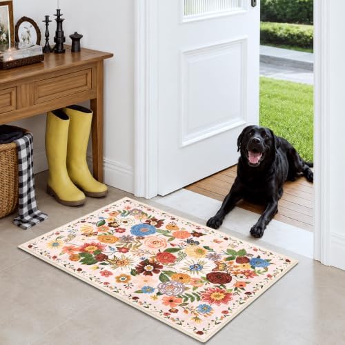 Beige Washable 2x3 Entry Rug, Small Rugs for Kitchen Bathroom Door Mat - Image 5