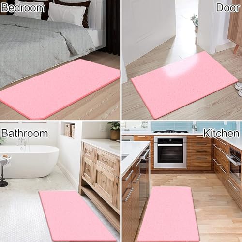 godehone Shower Mats Non Slip Without Suction Cups, PVC Loofah Bathroom Mats, Loofah Mats for Shower and Bathroom, Quick Drying, 23.6× 47.2 Inch, Pink - Image 4
