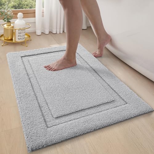 LUMI Ultra Soft Bathroom Rugs Absorbent, Non Slip Bath Mat 16X24, Grey by LUMI