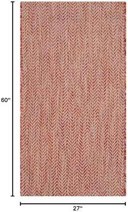 SAFAVIEH Outdoor Accent Rug 2'3"x5' - Courtyard Collection - Coastal Design, Red & Beige, Durable & Easy Cleaning, Ideal for Patio, Entryway, Mudroom, Backyard (CY8022-36521) - Image 2