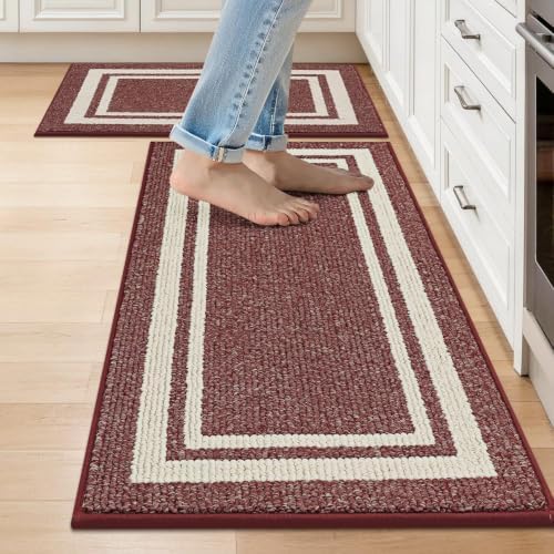 COSY HOMEER Kitchen Rugs Sets of 2 Non-Slip Washable,20"x30"+20"x48" by COSYHOMEER