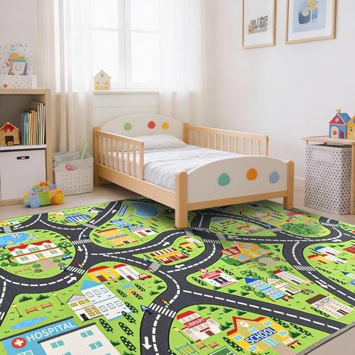 BENRON Community Car Play Rug 8x10 for palyroom, Educational Play Mat - Image 3