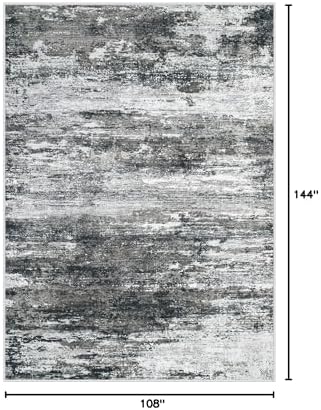 Washable Rug 9x12 Area Rugs for Living Room: Large Neutral Soft Rug Abstract Non Slip Low Pile Modern Carpet for Bedroom Kitchen Nursery Office Dining Room Indoor (Black, 9'x12') - Image 2