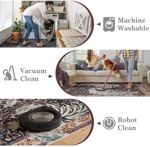 Moynesa Tiger Washable Area Rugs for Living Room, 5x7 Vintage Soft Rug for Bedroom, Non Slip Boho Ultra Thin Large Stain Resistant Throw Rug for Dining Guest Room, Puce Red - Image 4