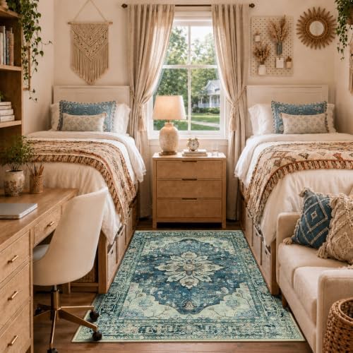RELEANY Washable Area Rug, 3'x5', Blue/Vintage Dark Blue - Image 2