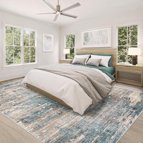 XLUEZ 8x10 Area Rugs for Living Room, Washable Modern Abstract Large Area Rug Neutral Soft Non Slip Kids Rug Stain Resistant Indoor Carpet for Bedroom Nursery Dining Room Playroom(GreenBrown, 8'x10') - Image 4