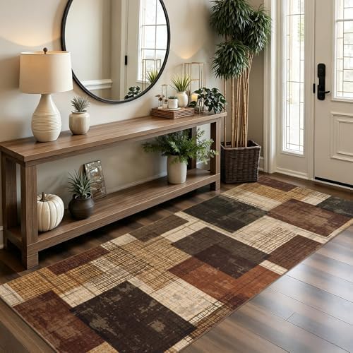 Washable 2x8 Runner Rug for Hallway Kitchen Bedroom, Red-Brown - Image 3