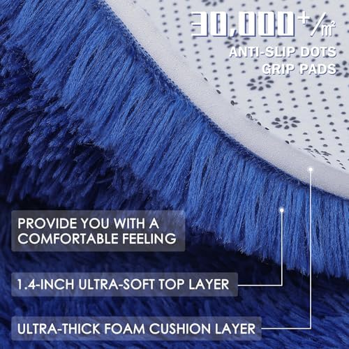 OLANLY Area Rugs for Living Room Bedroom, Machine Washable 4x5.9 ft Soft Fluffy Shaggy Bedside Rug, Indoor Floor Carpet for Kids Girls and Boys, Dorms, Nursery Rooms, Home Decor Aesthetic, Navy Blue - Image 6