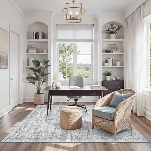 Soalmost 4x6 Area Rug for Living Room, Washable Rugs Non-Slip, Grey - Image 4