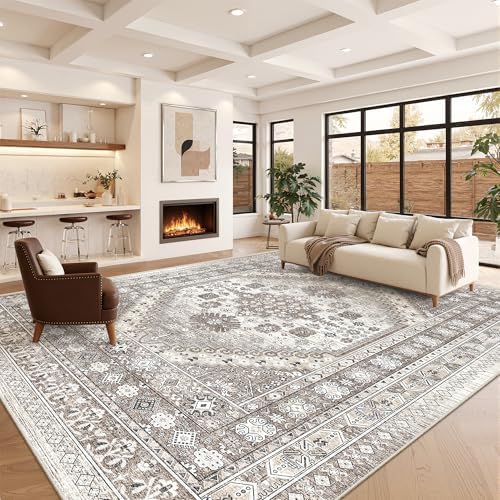 zesthome 10x14 Area Rugs for Living Room,Large Washable Rug,Brown - Image 4