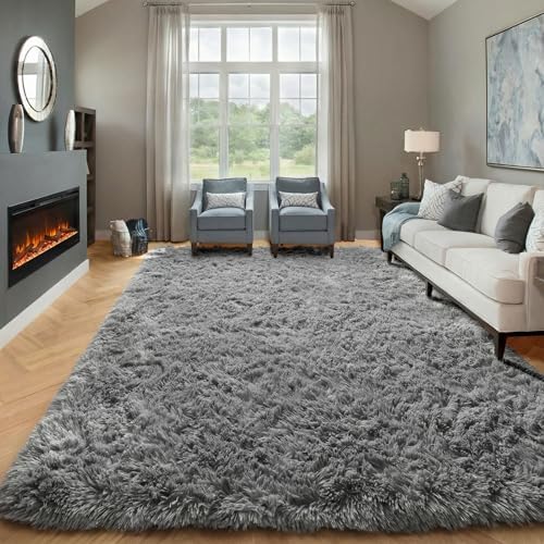 ONASAR Grey 6x9 Area Rugs for Living Room, Gray Large Fluffy Shag Rug for Bedroom, Ultra Soft Plush Big Indoor Floor Carpet for Kids Girls Boys Baby Teen Dorm Nursery Home Decor Aesthetic by ONASAR