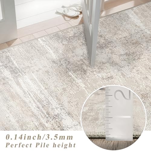 2x8 Rug Runners for Hallways: Washable Non Slip Kitchen Entryway Carpet Soft Low Plie Rugs for Laundry Bedroom Indoor Foldable Modern Abstract Home Decor Floor Mat for Bathroom 2x8 Beige - Image 6