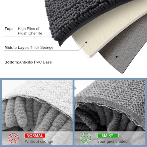 Smiry Bathroom Rugs 30X18, Luxury Chenille Extra Soft Absorbent Bath Mat - Image 5