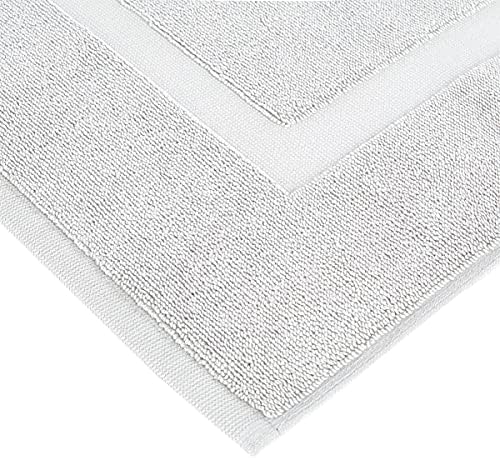 Amazon Basics Banded Bathroom Bath Rug Mat, 100% Cotton, 31 x 20 inches, Soft Silver - Image 5