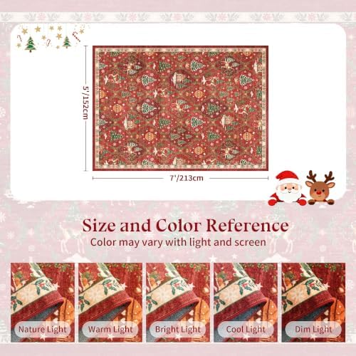 5x7 Non Slip Area Rugs for Living Room, Red Christmas Rug for Bedroom - Image 2