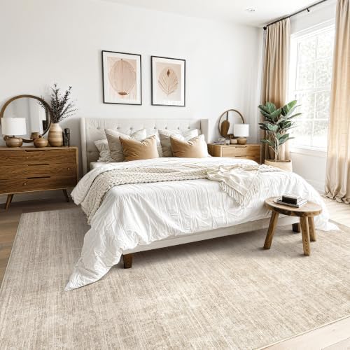 Tortania Area Rug Living Room Rugs - 9x12 Washable Large Soft Neutral Boho Moroccan Bohemian Farmhouse Rug Indoor Floor Carpet for Bedroom Under Dining Table Home Office Decor - Warm Beige - Image 2