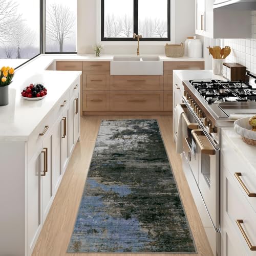 GarveeHome Washable Hallway Runner 2.5x10 Modern Kitchen Rug Gray Brown by GarveeHome