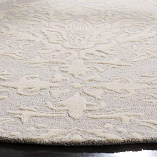 SAFAVIEH Blossom Collection Area Rug - 4' Round, Light Grey & Ivory, Handmade Wool, Ideal for High Traffic Areas in Living Room, Bedroom (BLM107A) - Image 2