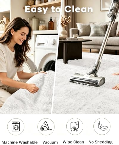 Smiry Area Rugs for Living Room Bedroom 6x9 ft, Fluffy Washable Carpet - Image 4