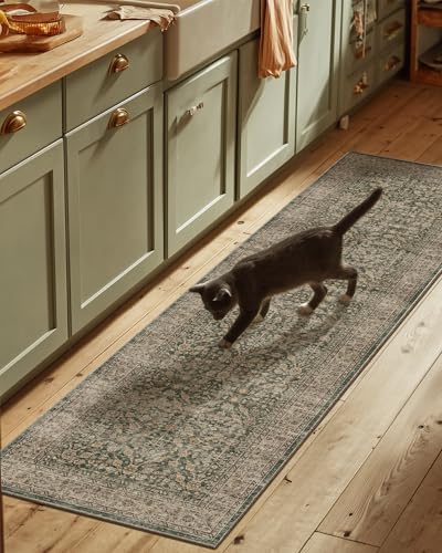 Machine Washable Hallway Runner Rugs: 2'6"x8' Kitchen Rug Stain Resistant Non Slip Low Pile Soft Carpet Runners for Hallways Indoor Entryway Kitchen Laundry Room Bedroom Bathroom Farmhouse by palohom