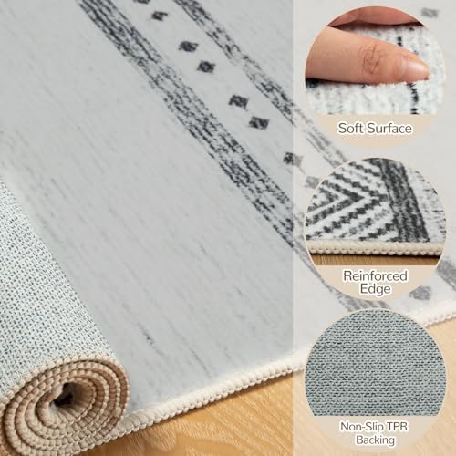4x6 Washable Area Rugs for Living Room Boho Bedroom Rug Grey/Black/Navy - Image 3
