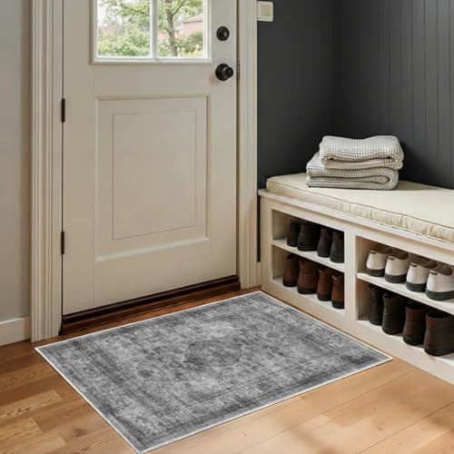 2x3 Area Rug Washable Vintage: Non Slip Throw Rugs for Entryway by Unknown
