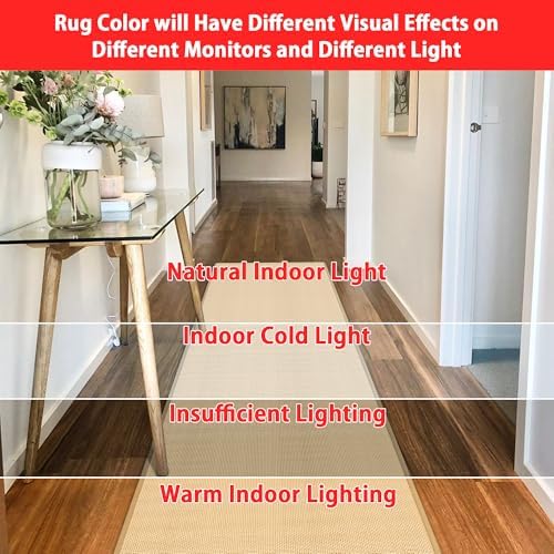 GOYLSER 19ft Jute Running Rugs for Hallway, Kitchen Rug Runner Non Slip Washable Hall Runner Rug, Beige Runner for Kitchen Floor Non Slip - Image 2
