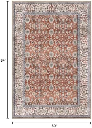 KUTA 5x7 Area Rugs Vintage Red Clay Washable Rugs for Living Room - Image 2