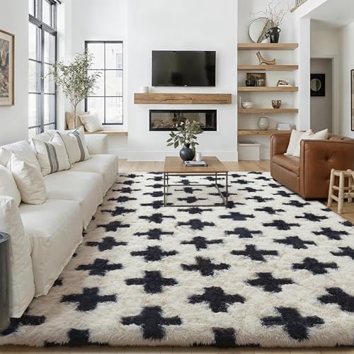 PureCozy Soft Shag Rug 8x10 Living Room High Pile Non-Slip Fluffy Carpet by PureCozy