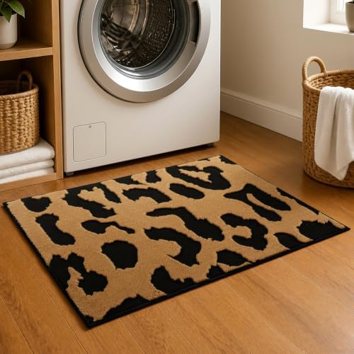 YIHOUSE Leopard Entryway Rugs 2x3: Washable Non Slip Cheetah Rug - Image 3