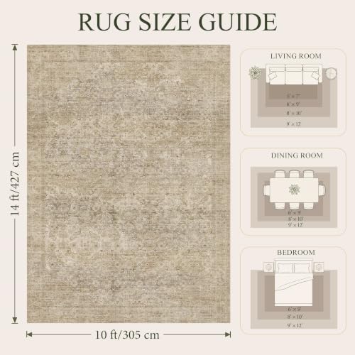 10x14 Washable Boho Area Rug, Non-Slip Living Room Carpet - Image 2