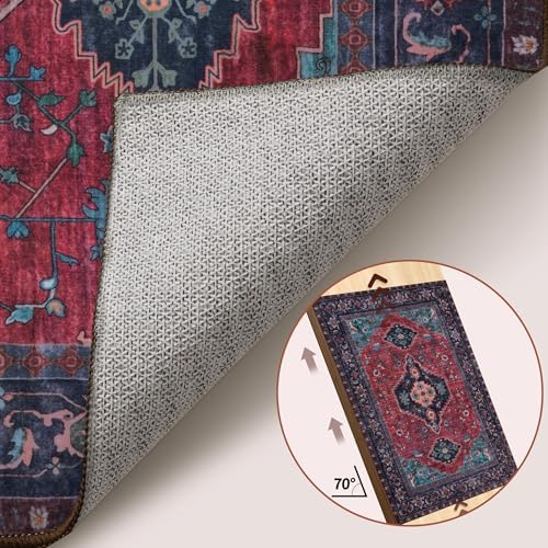 Tangsoo Vintage 5x7 Washable Area Rugs for Living Room, Non Slip Large Rug - Image 4