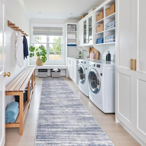2x12 Runner Rug Non Slip,Washable Hallway Runner Rug,Blue - Image 4
