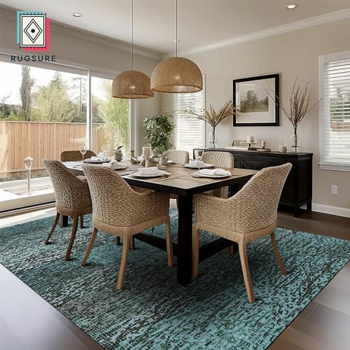 RUGSURE Washable Area Rug - 1/6 Thick - Stain & Water Resistant Non-Slip - Resistant Rug for Living Room, Bedroom, Nursery, Pet & Child Friendly, Vintage Charm Area Rugs (Green, 5' x 7') - Image 4