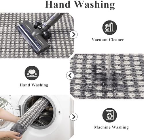 Ileading Grey Runner Rugs for Hallway 2'x8' Non Slip Farmhouse Long Kitchen Floor Mats with Rubber Backing Absorbable Throw Rugs Machine Washable Indoor Decor Carpet for Corridor Petmat Entryway - Image 5