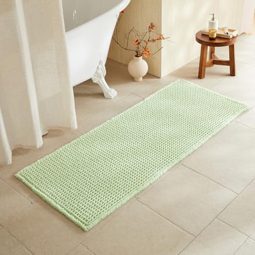 TYUU Waffle Runner Rug Bathroom, Long Boho Bath Mat, 60x24 Pale Green by TYUU