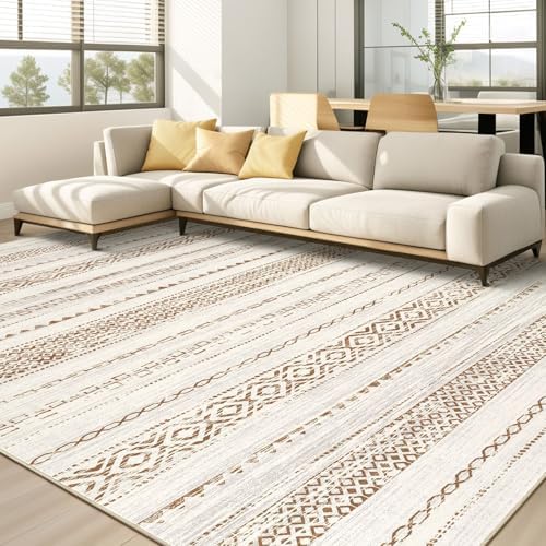 kakania Washable 10x14 Area Rug for Living Room: Boho Geometry Home Decor by kakania