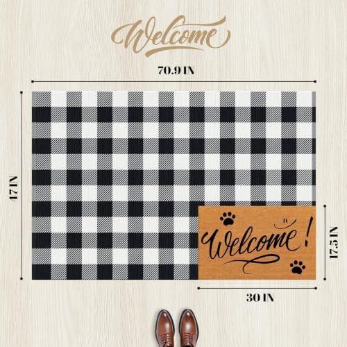 Outdoor Rugs, Black and White Area Rug Checkered 4’ x 6’ - Image 2
