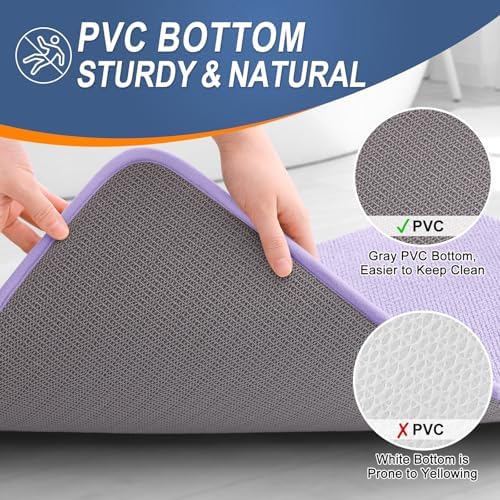 OLANLY Memory Foam Bathroom Toilet Rugs U-Shaped 24x20,Soft Mat, Lavender - Image 4