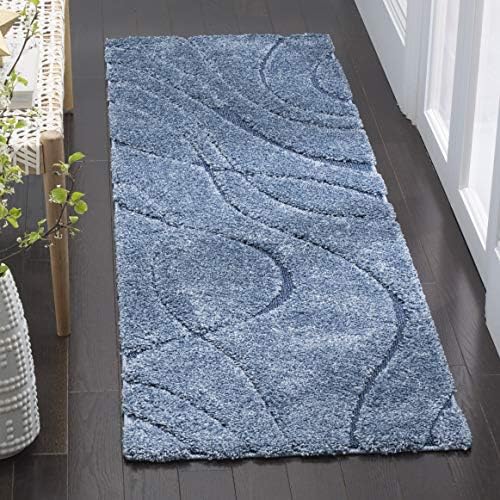 SAFAVIEH Florida Shag Collection Runner Rug - 2'3" x 21', Light Blue & Blue, Non-Shedding, 1.2-inch Thick, Ideal for Living Room, Hallway, Foyer, Bedroom (SG471-6065-221) - Image 2