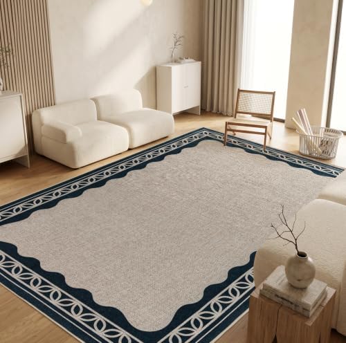 5×7 Easy Jute Rug Washable Rugs Low Pile Indoor Farmhouse Neutral Non Slip Rug Modern Carpet Door Mat for Backyard Bedroom Kitchen Porch Patio Black by Unknown